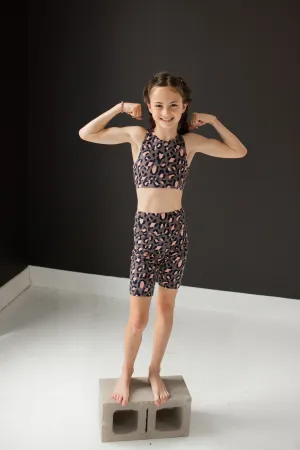 Pink Leopard Child Biker Shorts