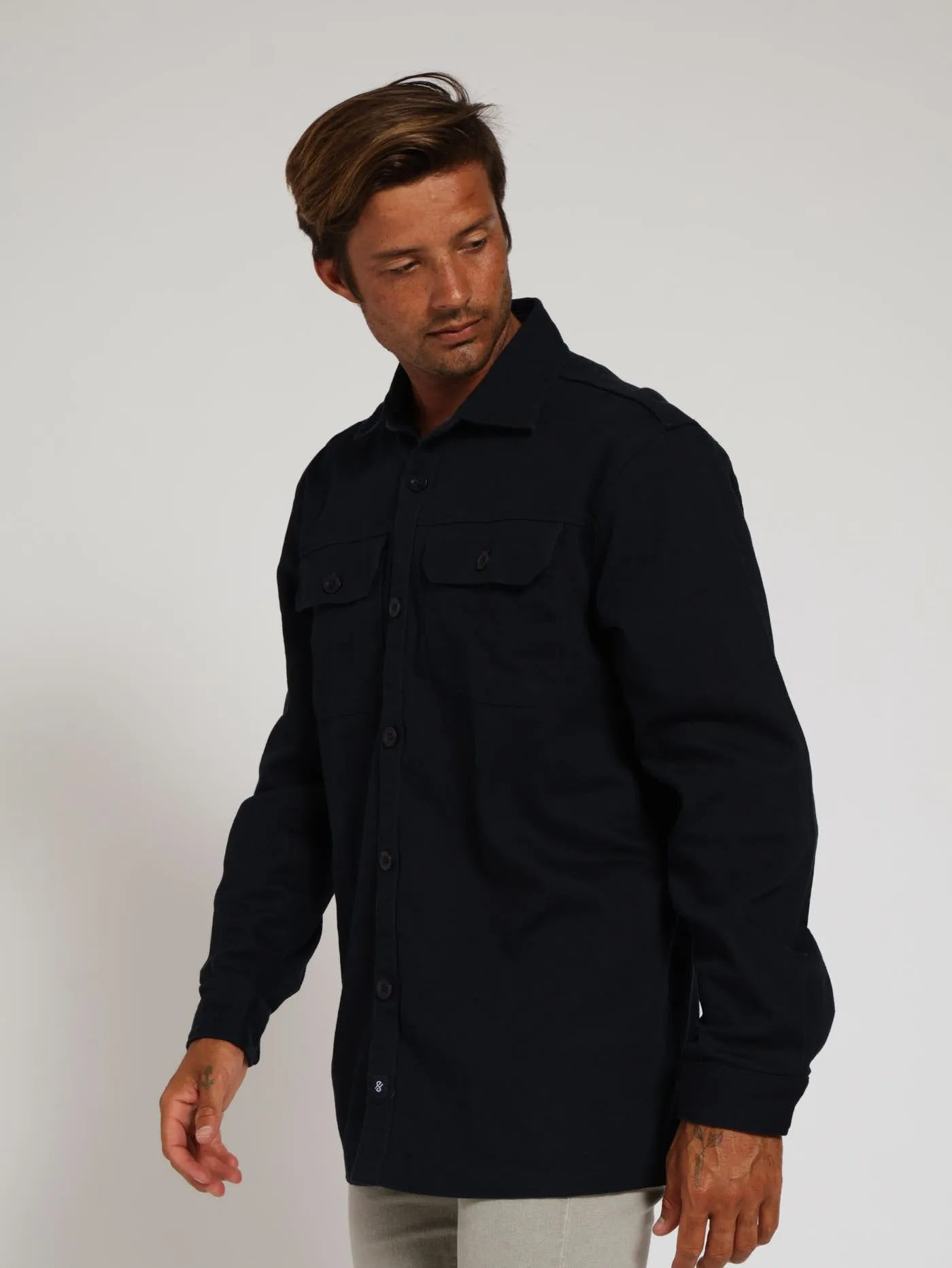 Plain Shacket - Navy