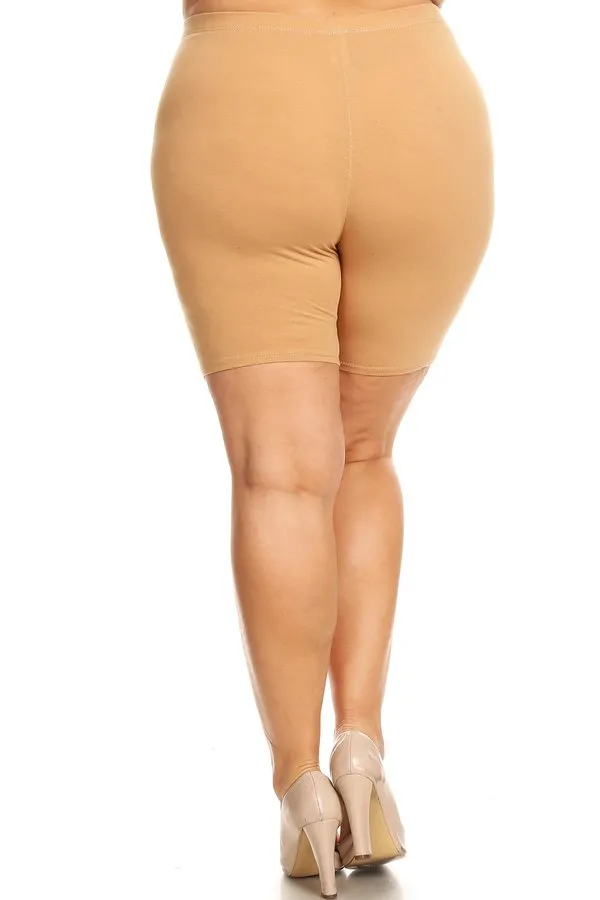 Plus Size Casual Comfy Workout Yoga Basic Solid Biker Shorts Pants P767 $5Each