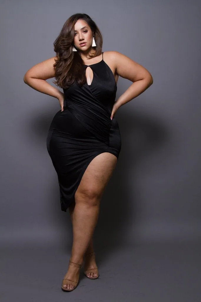 Plus Size Silky Flirty Asymmetric Midi Dress [SALE]