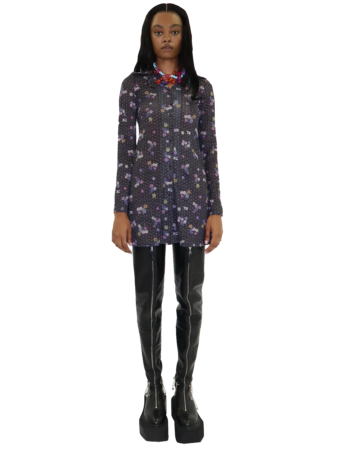 Polka Dot Mini Shirt Dress
