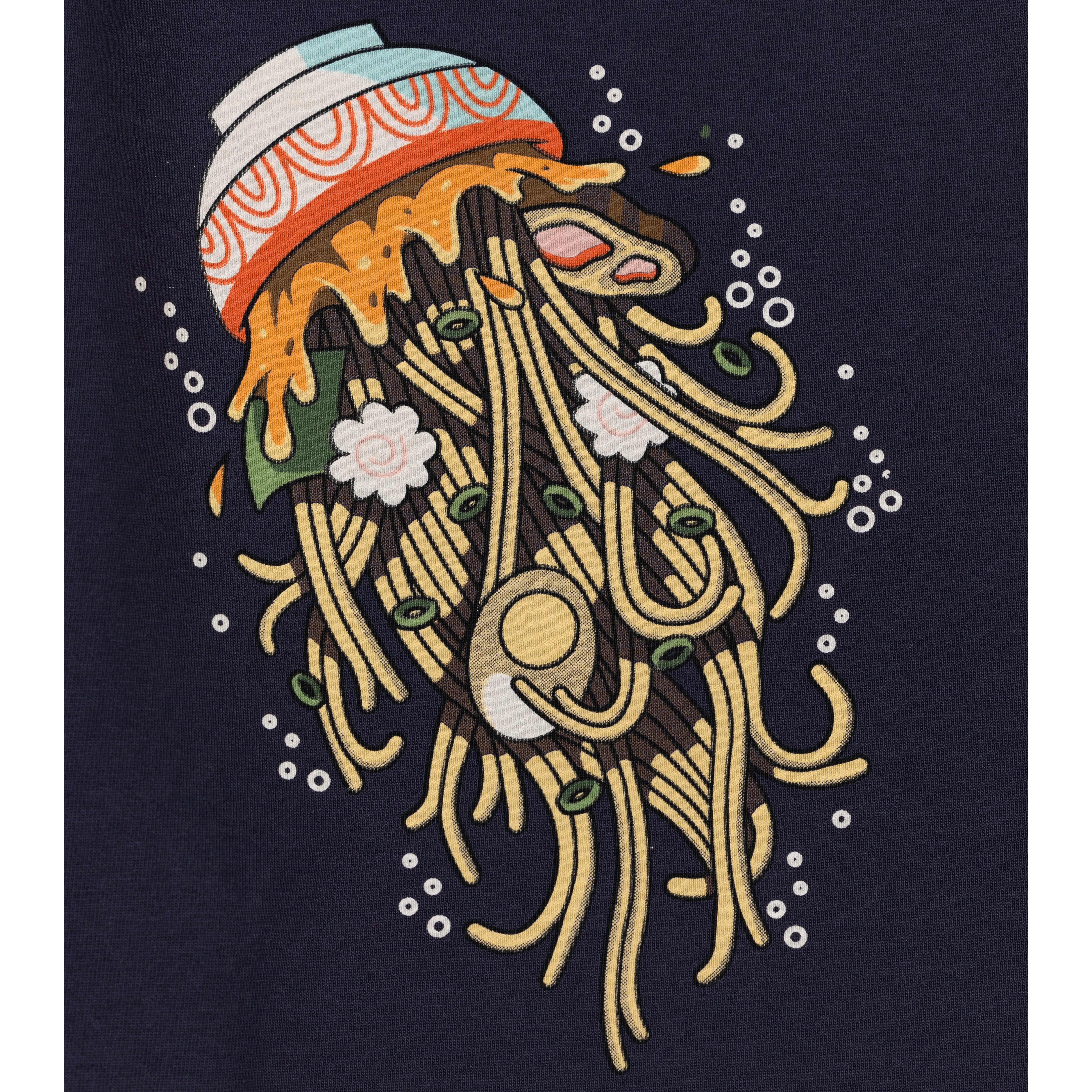 Premium Heavy Cotton Boxy Fit Discharge Print Tee - Blue Nights / Ramen Temple