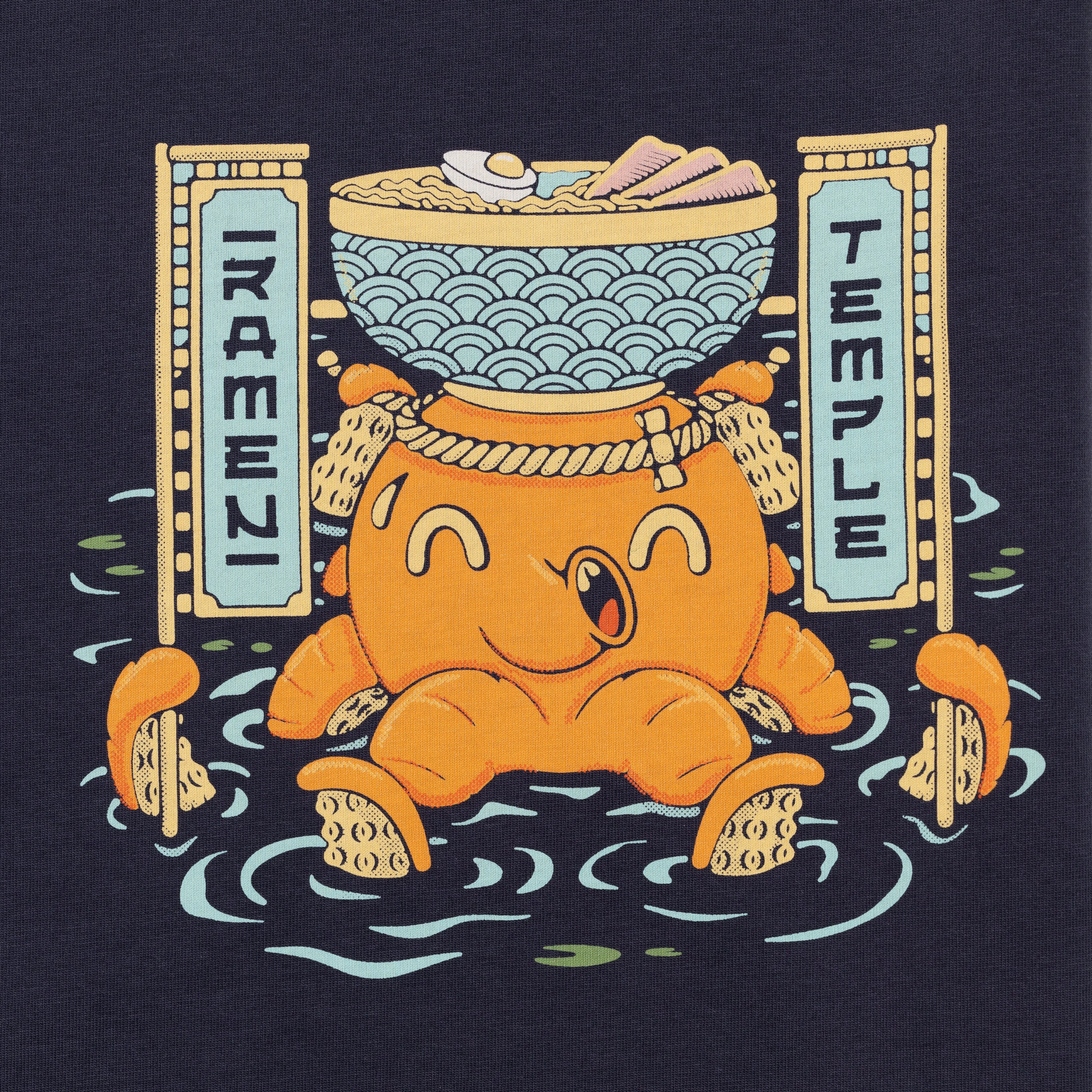 Premium Heavy Cotton Boxy Fit Discharge Print Tee - Blue Nights / Ramen Temple