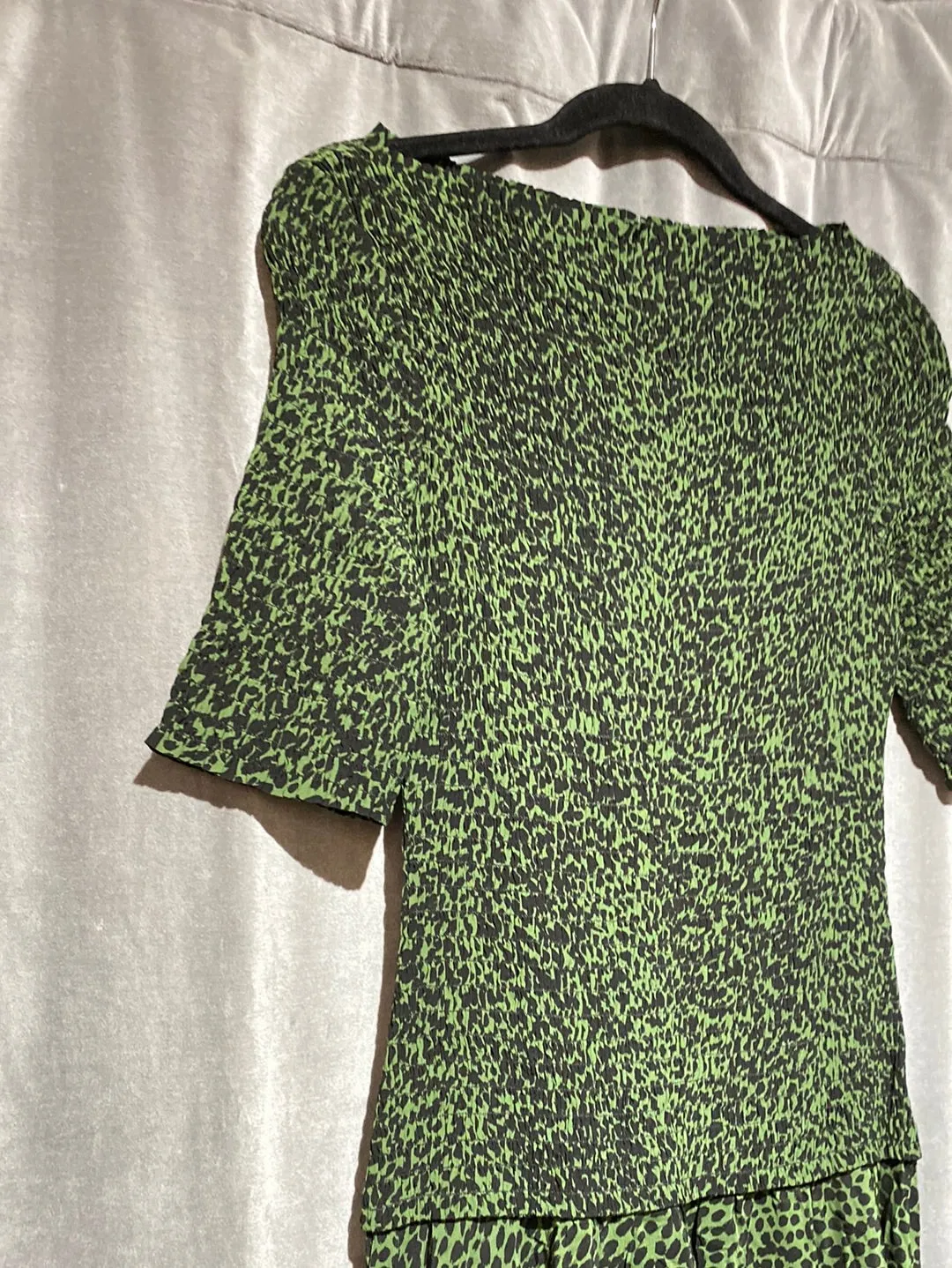 Proenza Schoulder 'Green Smocked Dot' dress Boat Neck