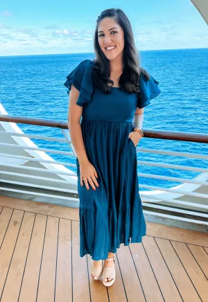 Prussian Blue Ruffled Dress
