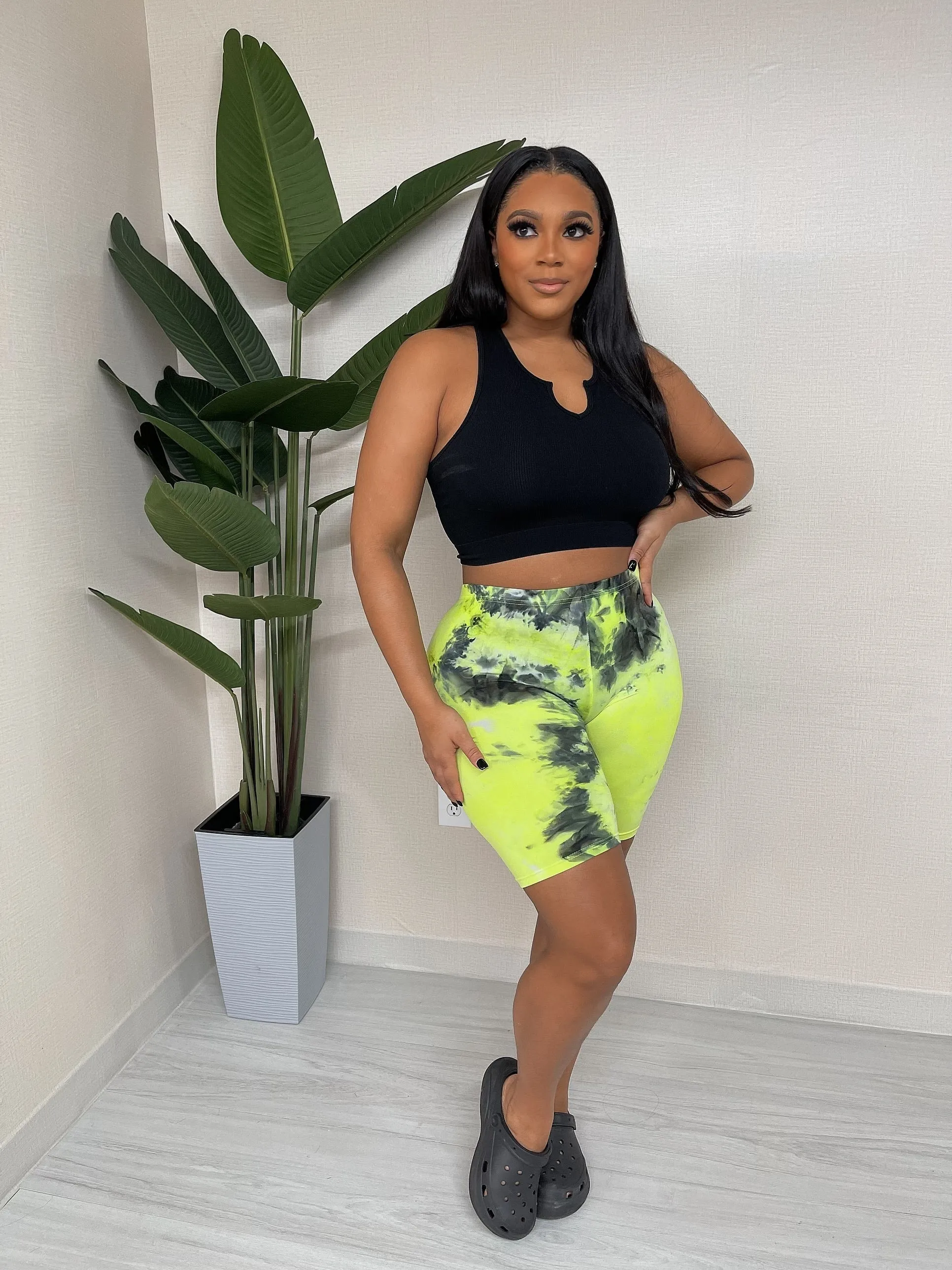 PTD7666TP-Tie Dye Biker Shorts (6PC)