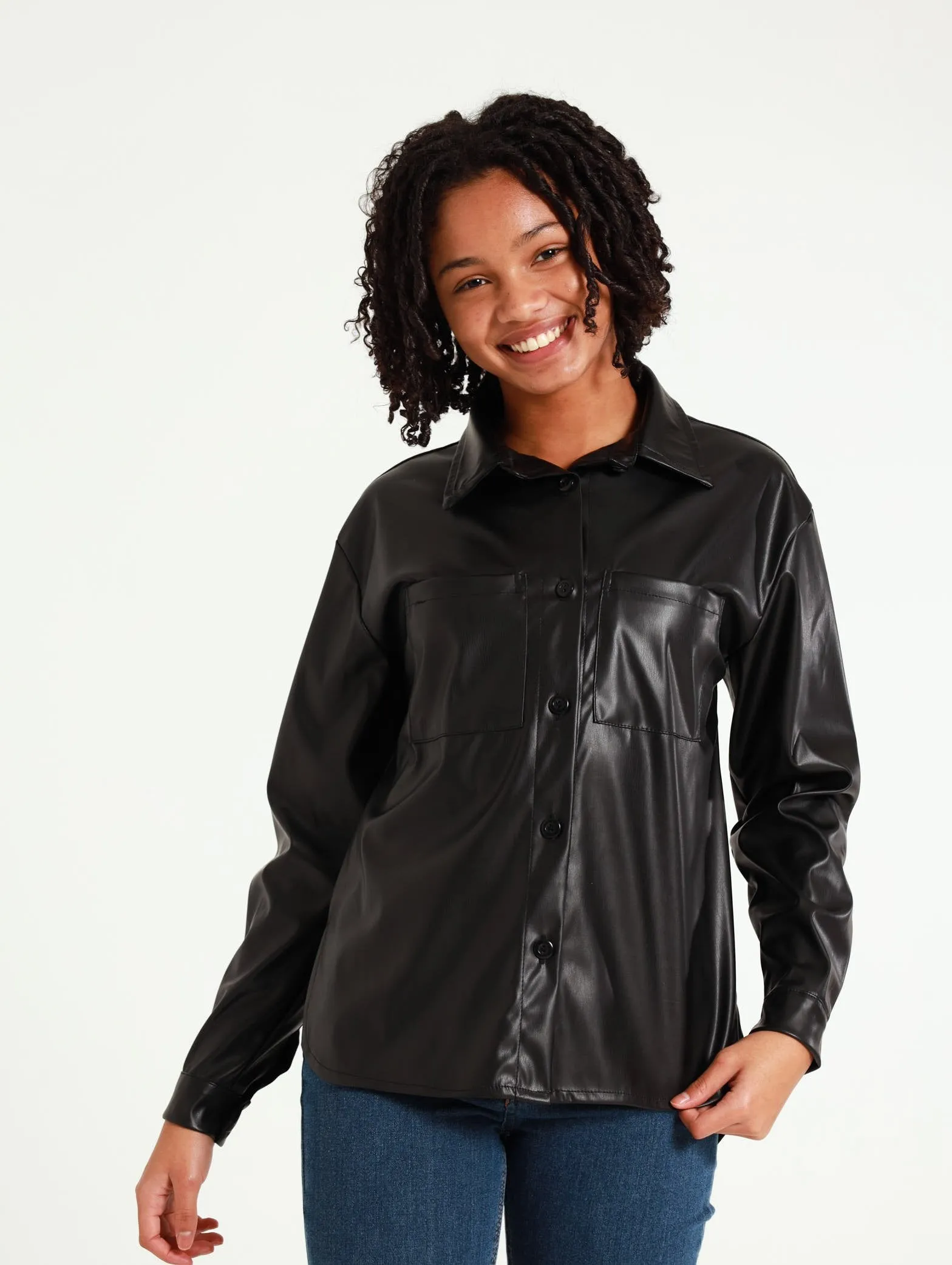 Pu Shacket - Black