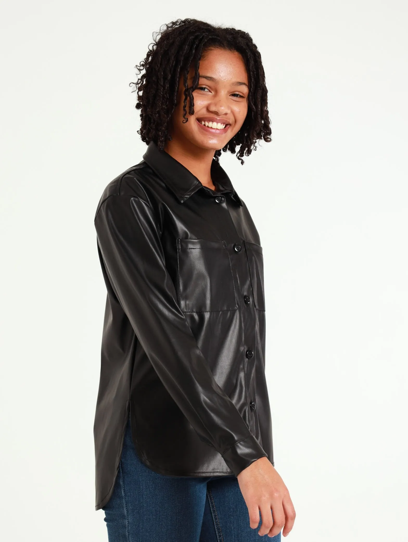 Pu Shacket - Black
