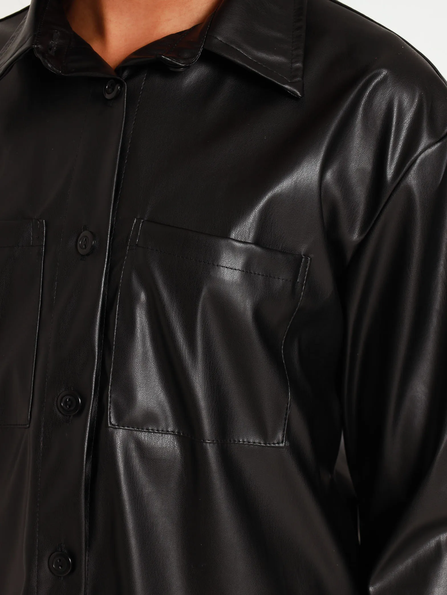 Pu Shacket - Black