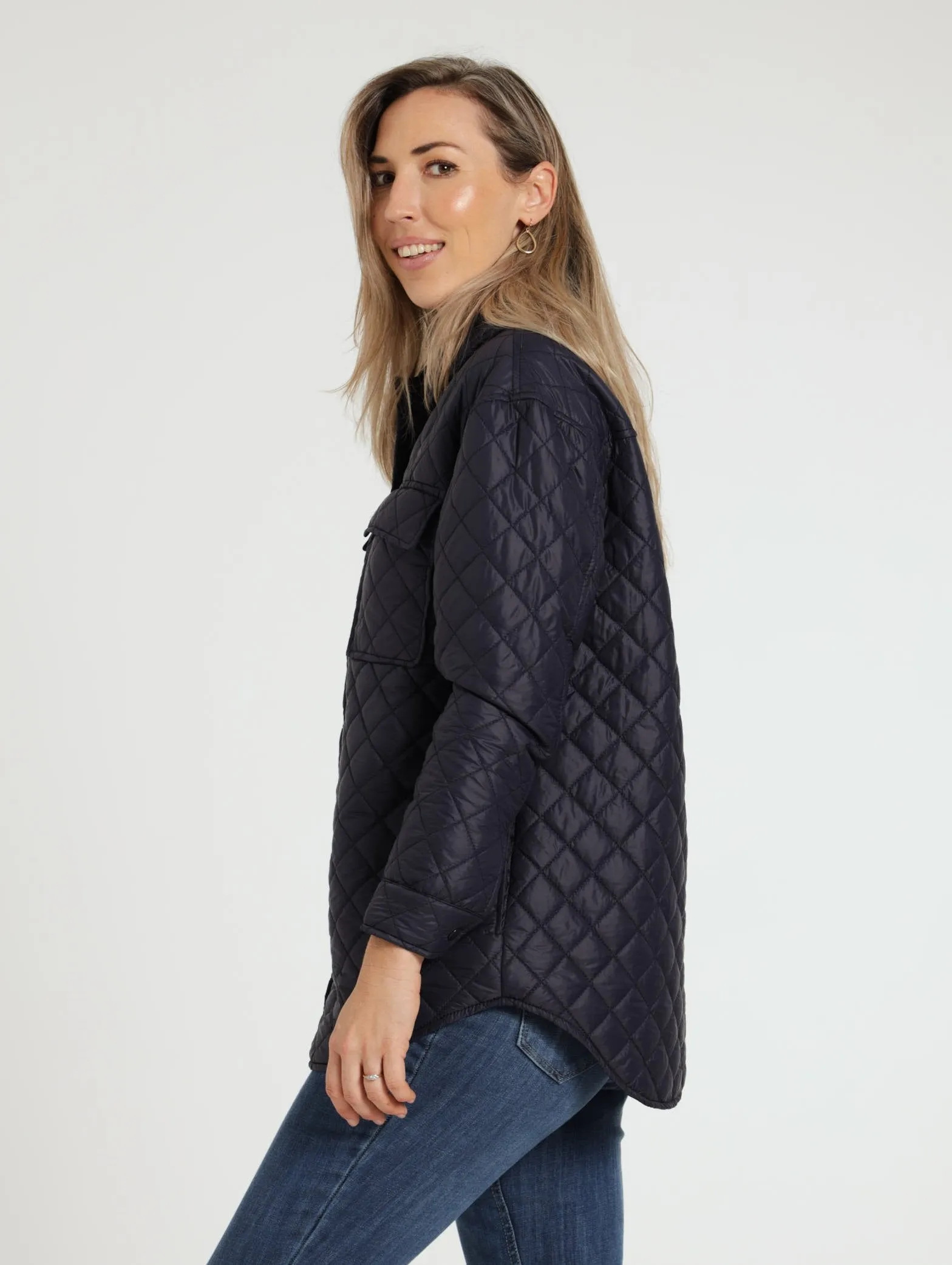 Quilted Shacket - Navy