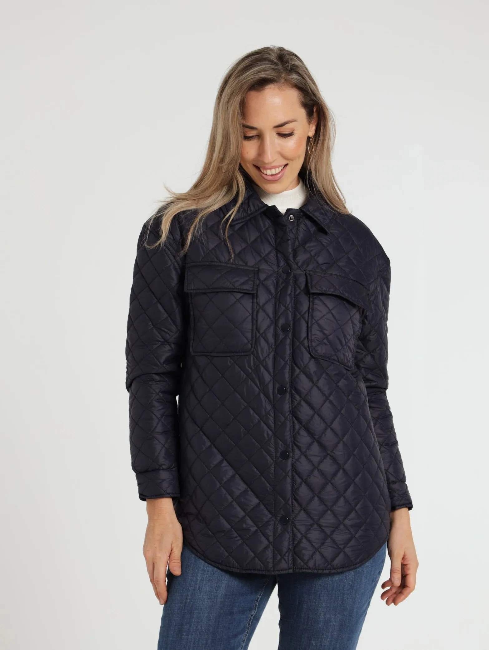 Quilted Shacket - Navy