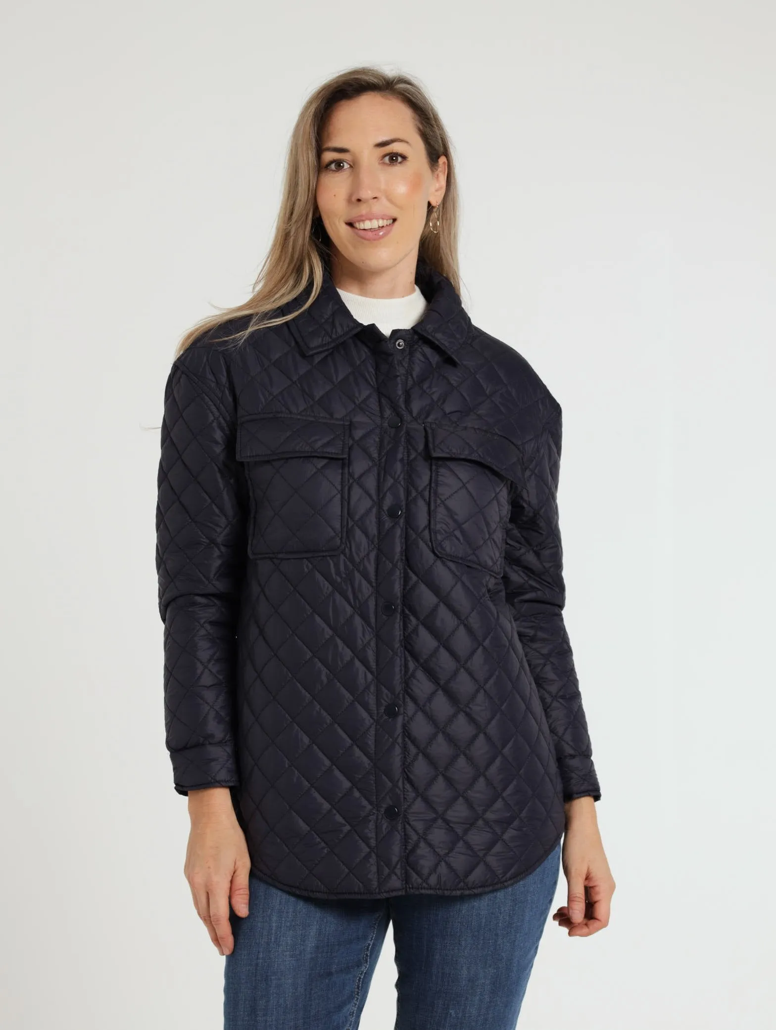 Quilted Shacket - Navy