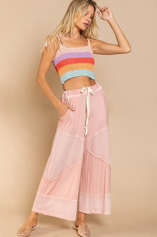 Rainbow Sherbert Knit Crop Tank Top