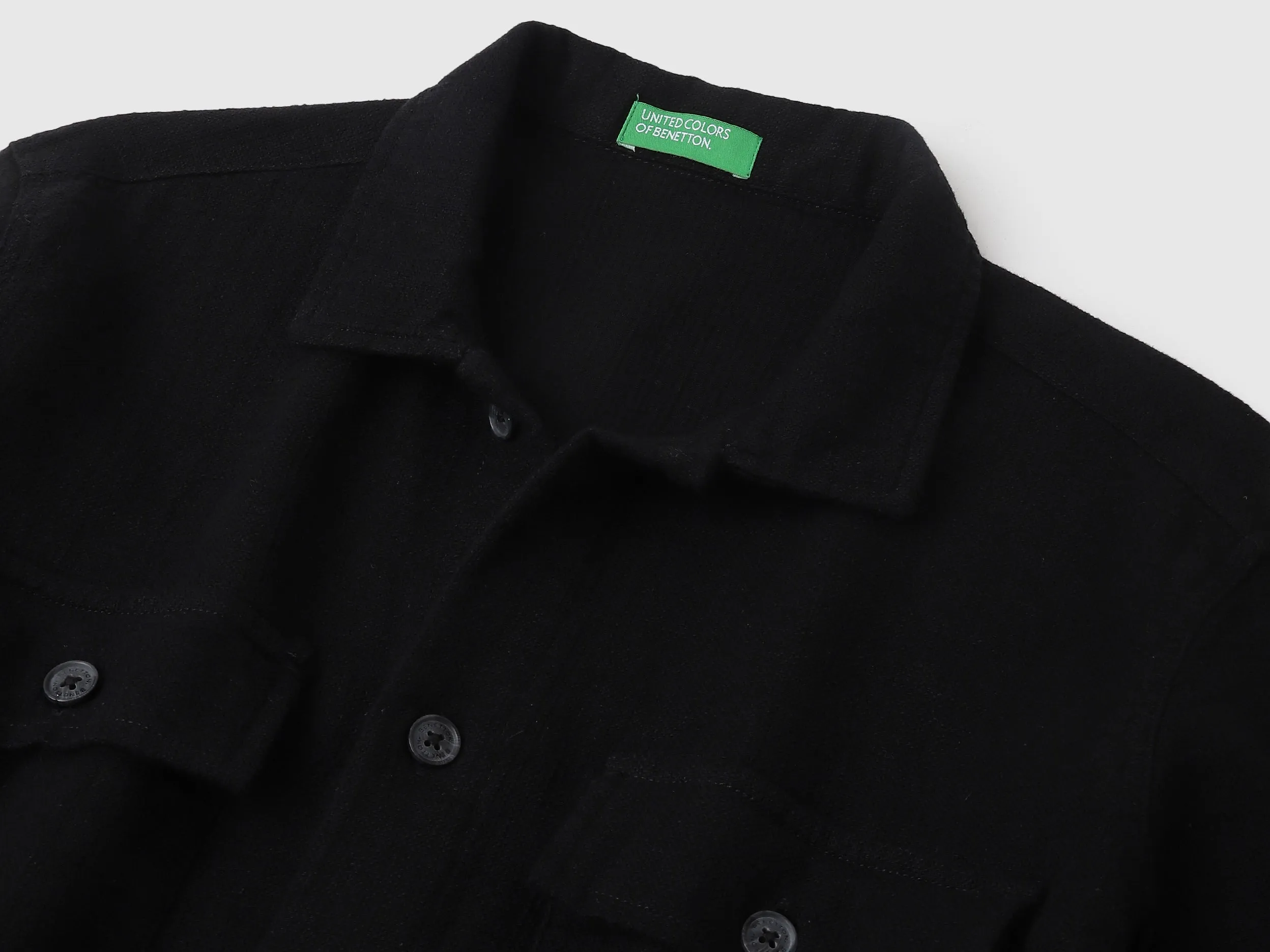 Regular Fit Spread Collar Textured Shacket