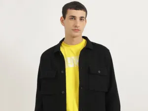 Regular Fit Spread Collar Textured Shacket