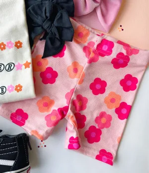 retro flower biker shorts