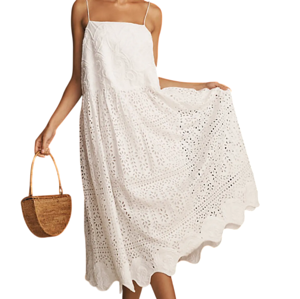 Rhode White Rosa Midi Dress UK M