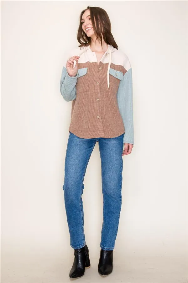 Rib Knit Colorblock Shacket