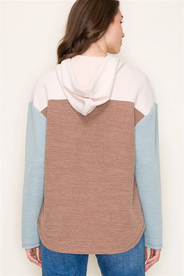 Rib Knit Colorblock Shacket