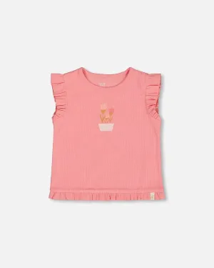 Rib Tank Top with Frills