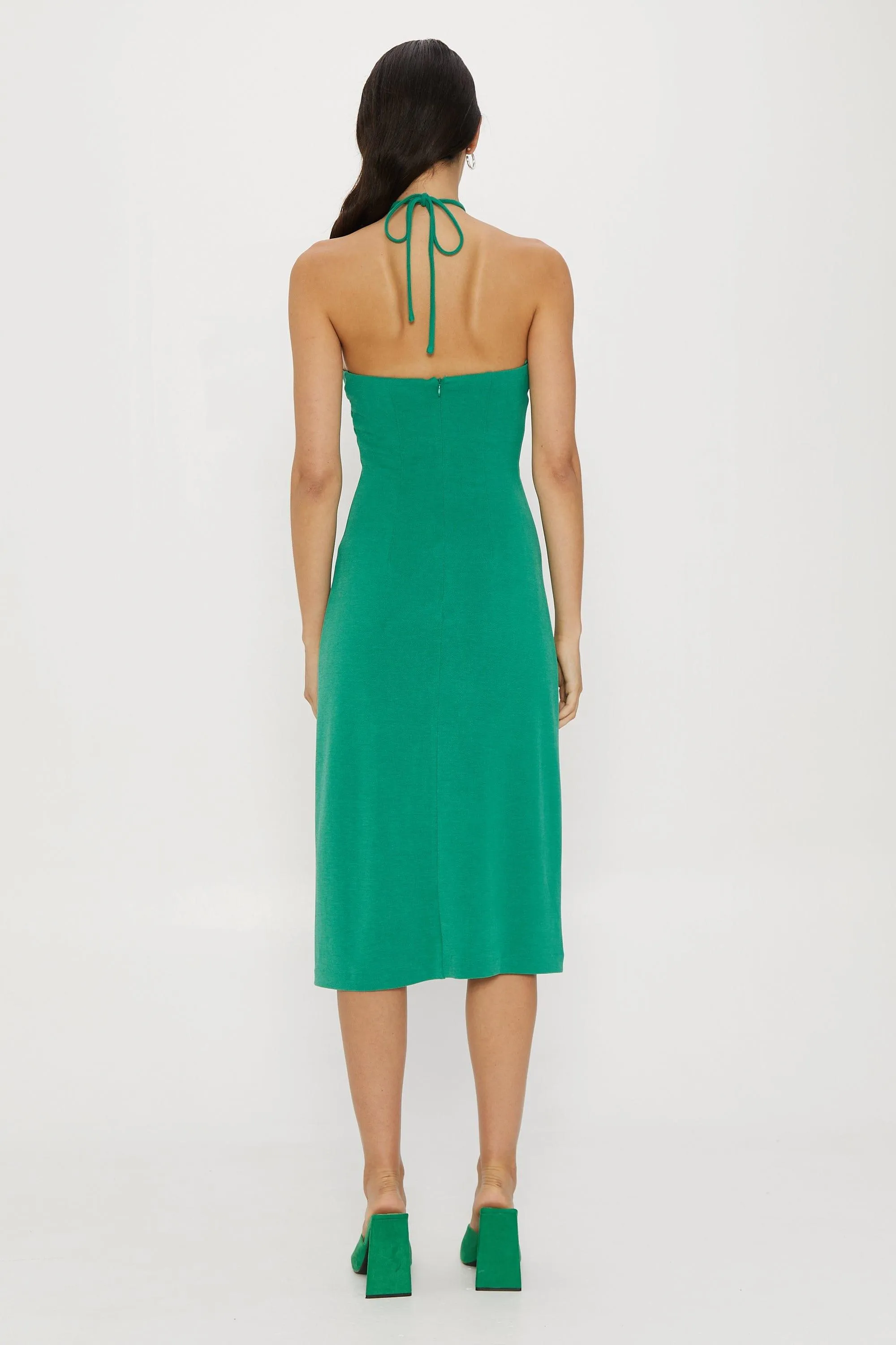RIP TIDE MIDI SLIP DRESS | EMERALD