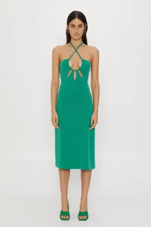 RIP TIDE MIDI SLIP DRESS | EMERALD