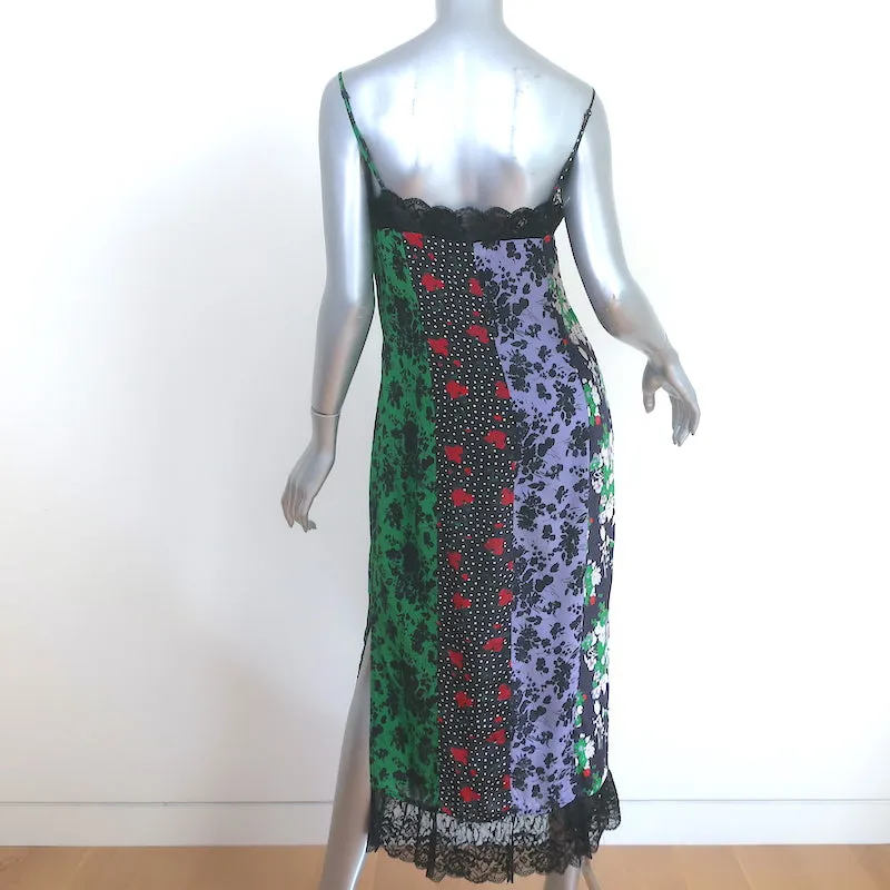 RIXO Midi Slip Dress Naomi Mixed Floral Print Silk Size Small