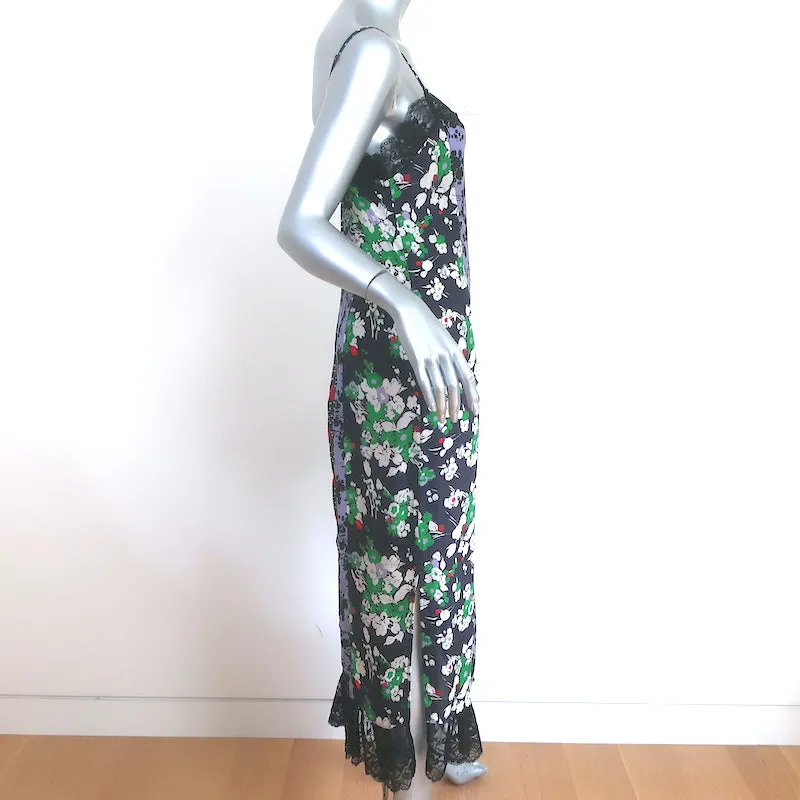 RIXO Midi Slip Dress Naomi Mixed Floral Print Silk Size Small