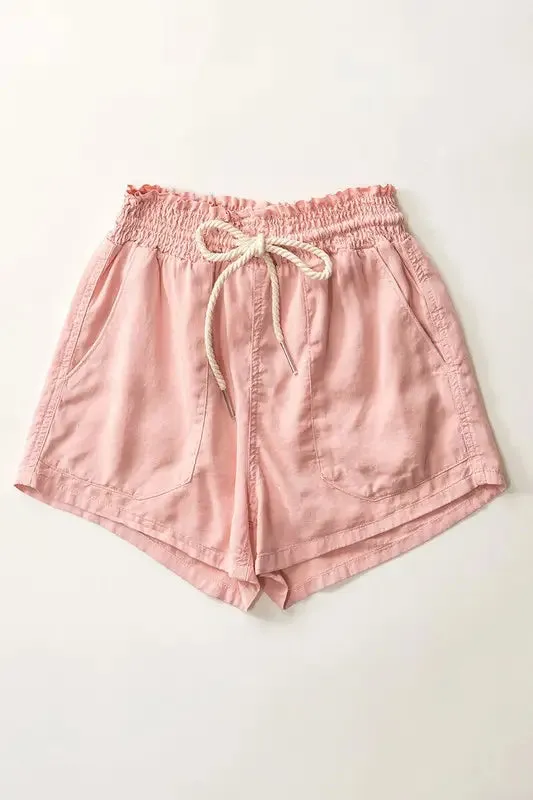 Rope Drawstring Tencel Summer Shorts