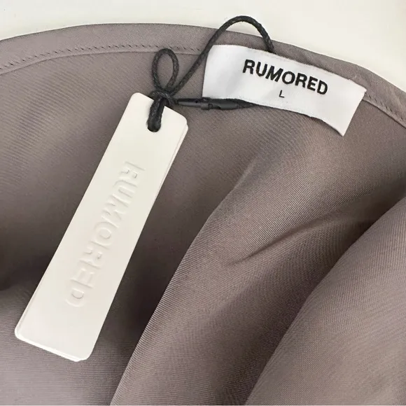 Rumored Simple Minimalistic Midi 90's Satin Slip Dress in Gunmetal Grey Large