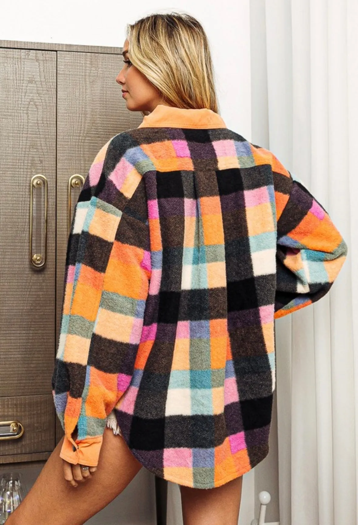 Sabrina brushed check oversized Shacket