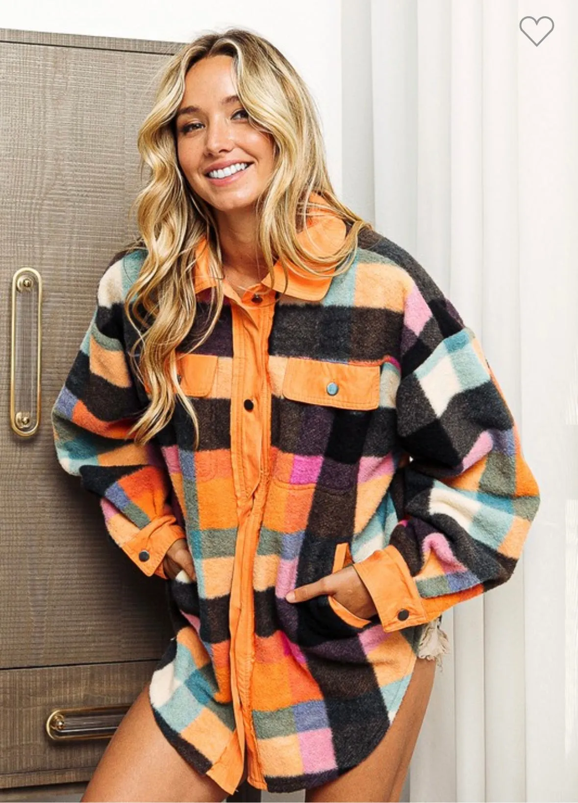 Sabrina brushed check oversized Shacket