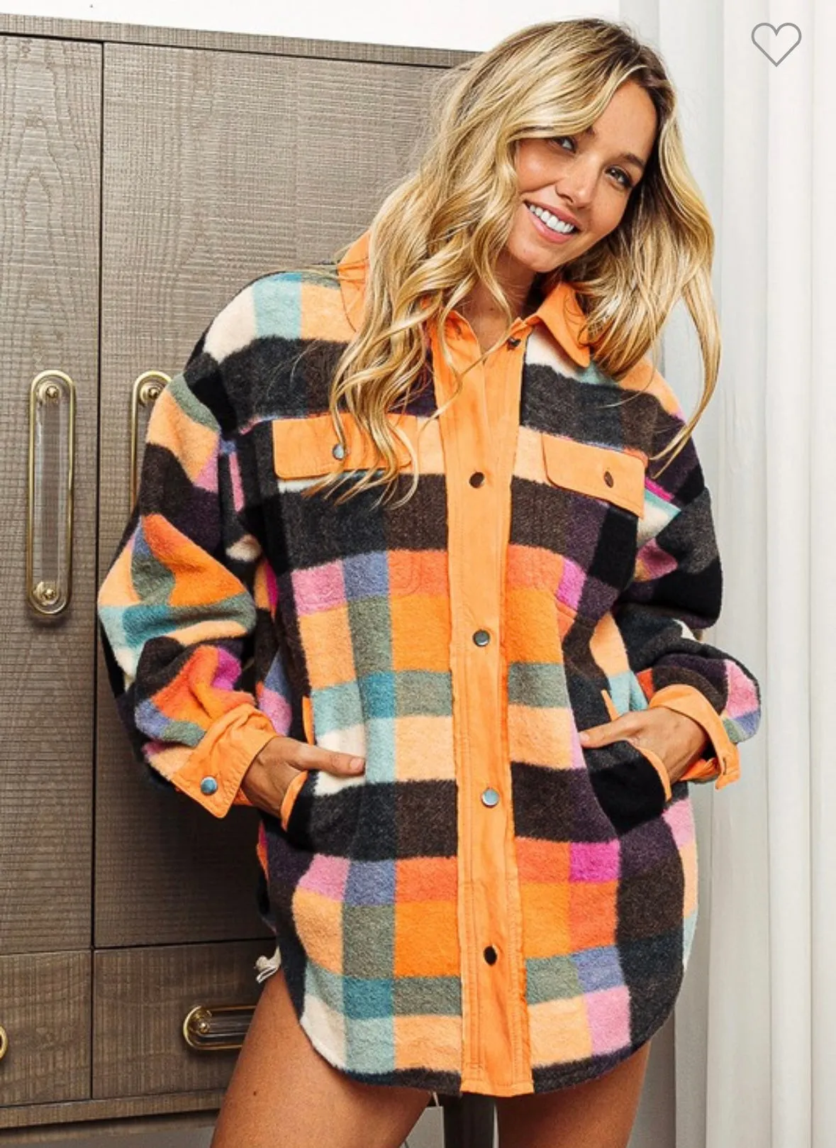 Sabrina brushed check oversized Shacket