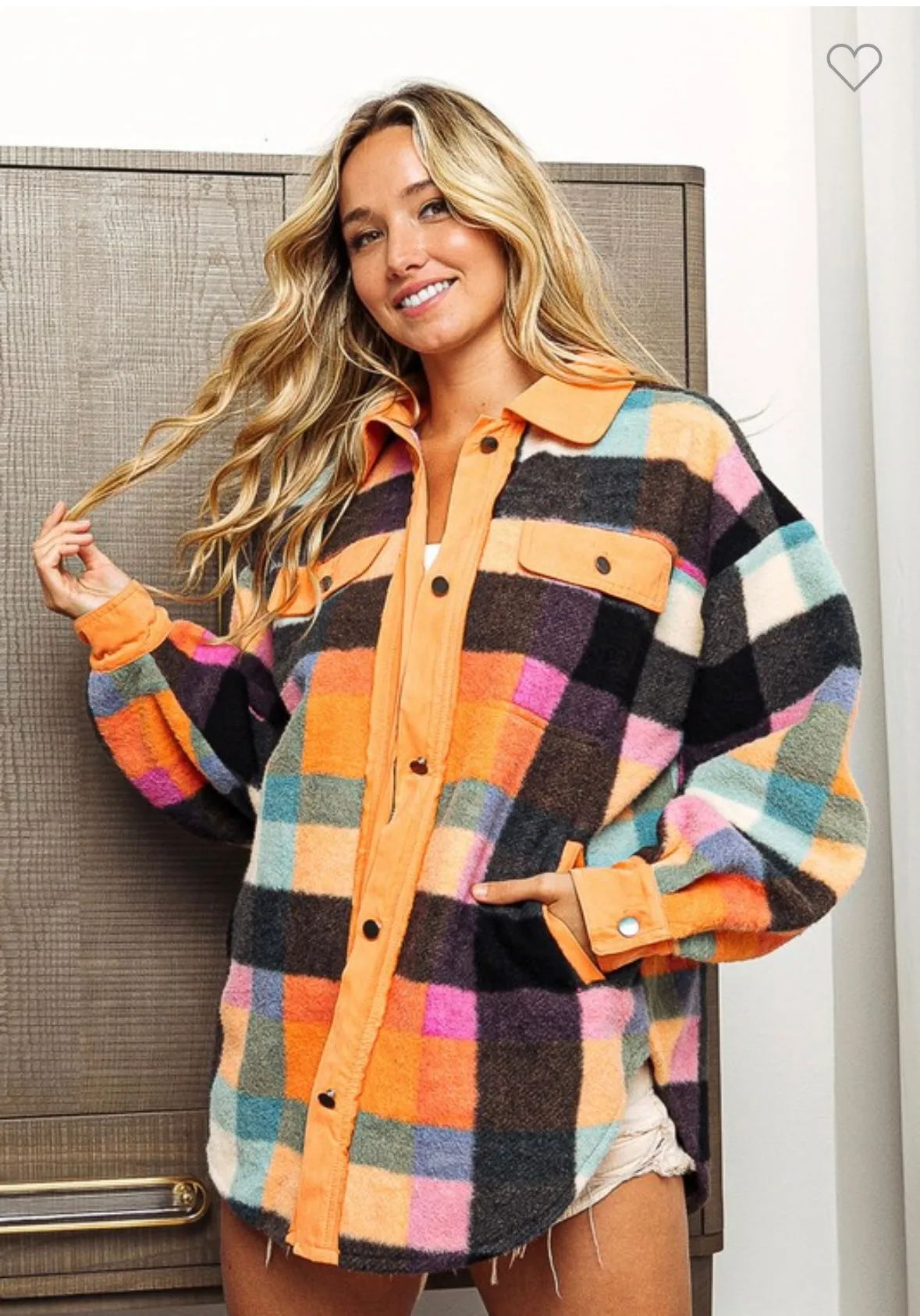 Sabrina brushed check oversized Shacket