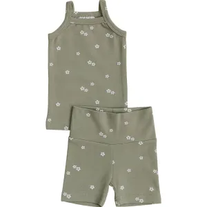 Sage Floral Tank   Biker Short Set