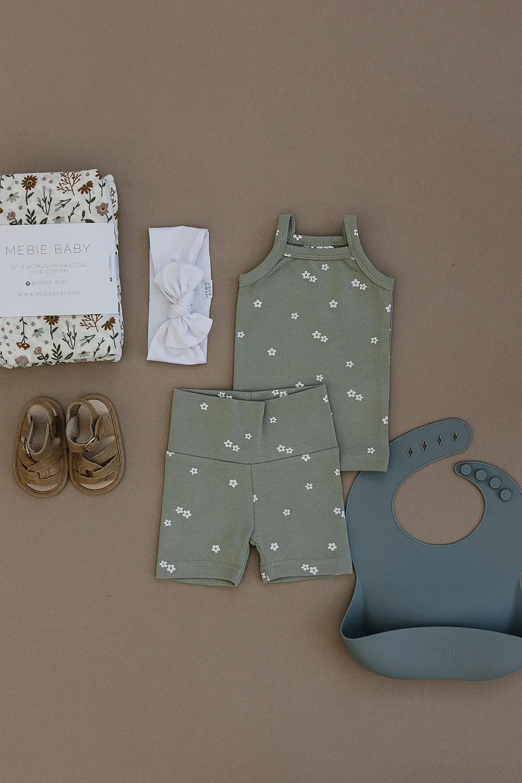 Sage Floral Tank   Biker Short Set