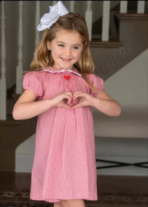Sage Smocked Dress - Red Heart