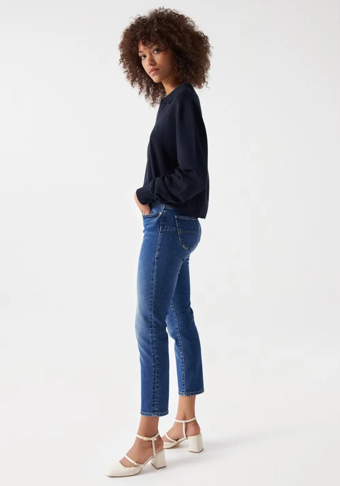 Salsa Destiny Push Up Cropped Slim Jeans, Blue