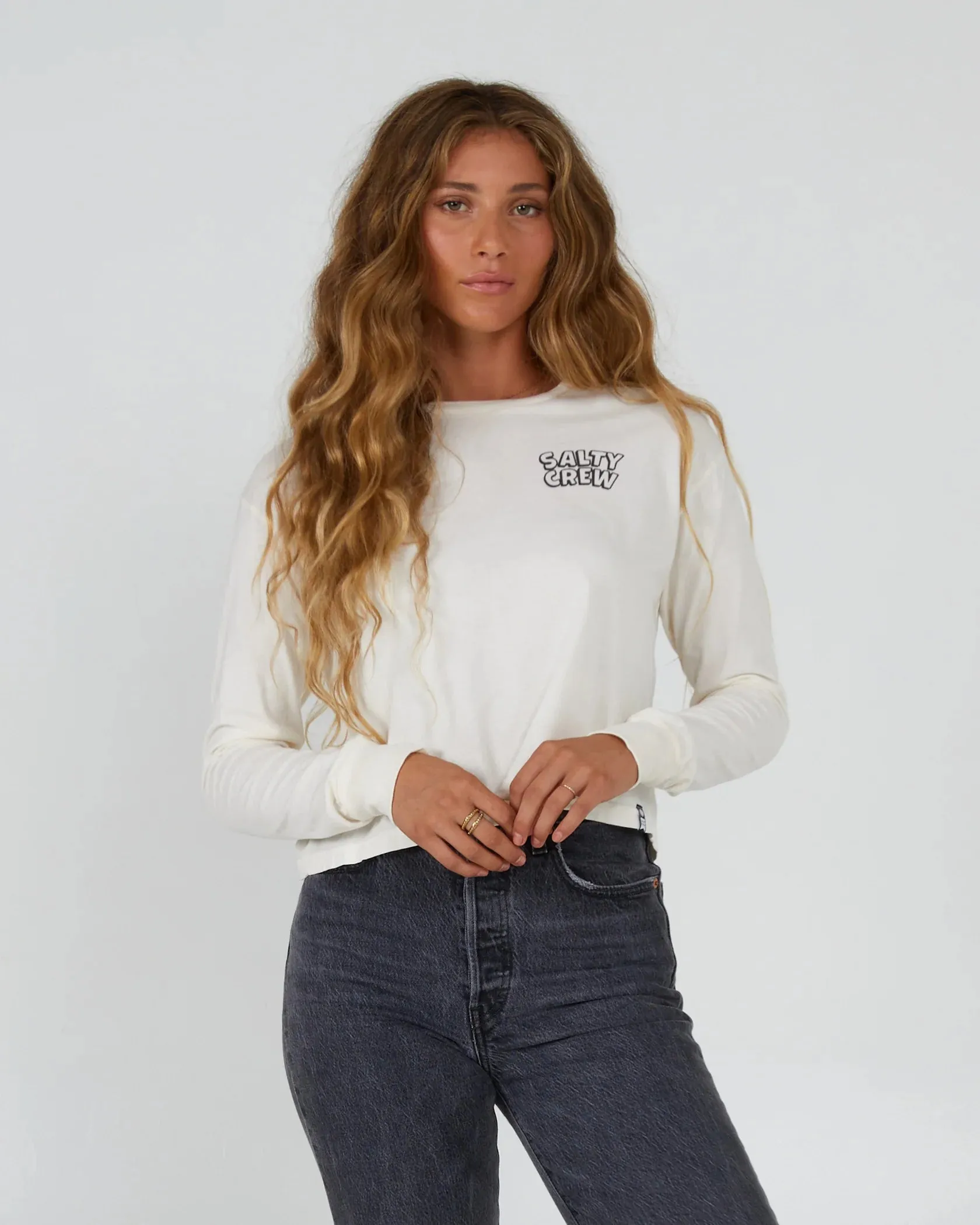 Salty Crew - Floats Your Boat LS Crop Tee - Off White