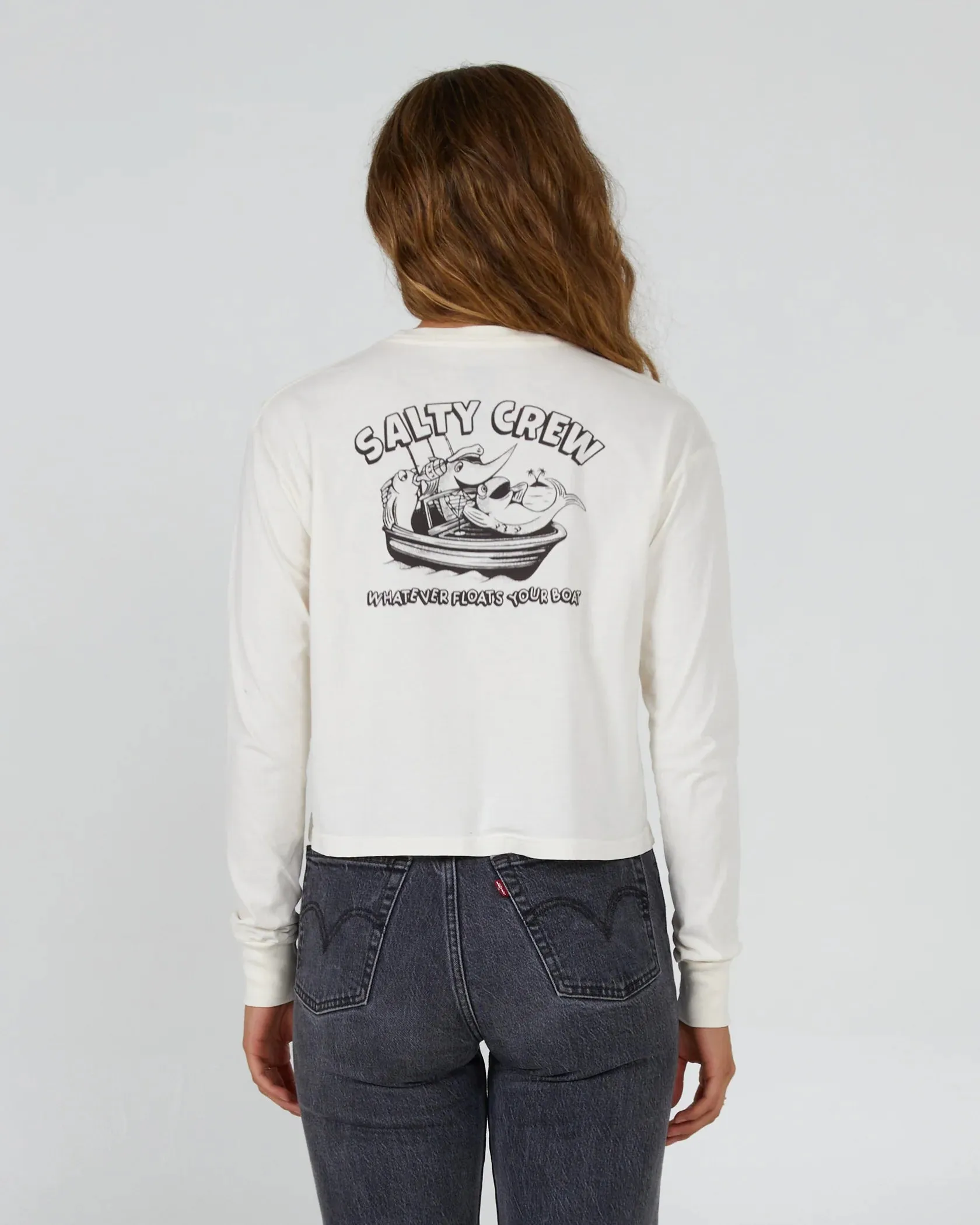 Salty Crew - Floats Your Boat LS Crop Tee - Off White