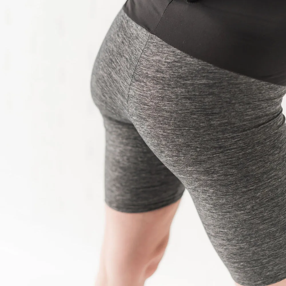 Sarah Biker Shorts-Heathered Graphite Grey
