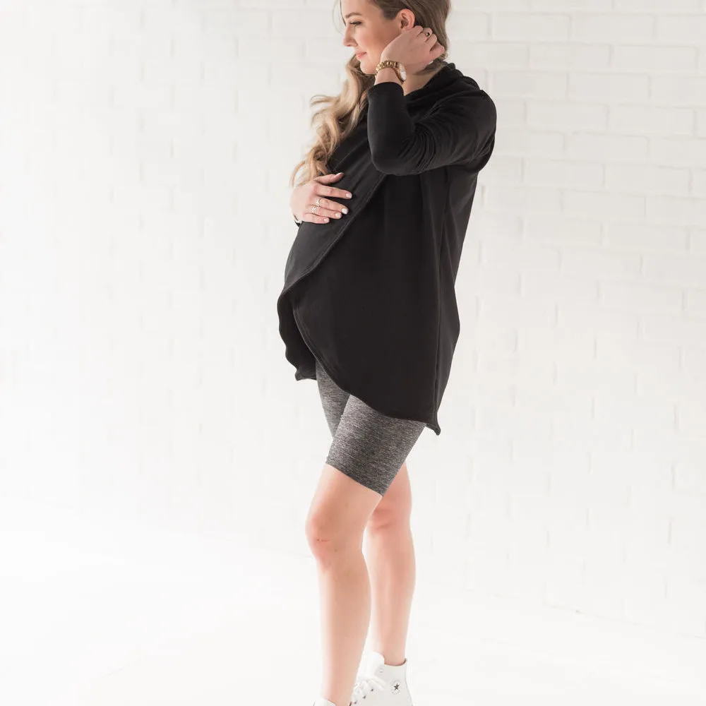 Sarah Biker Shorts-Heathered Graphite Grey