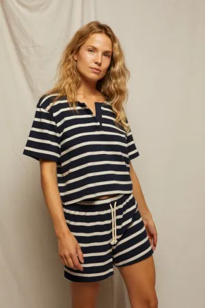 Sarah - Navy Natural Stripe