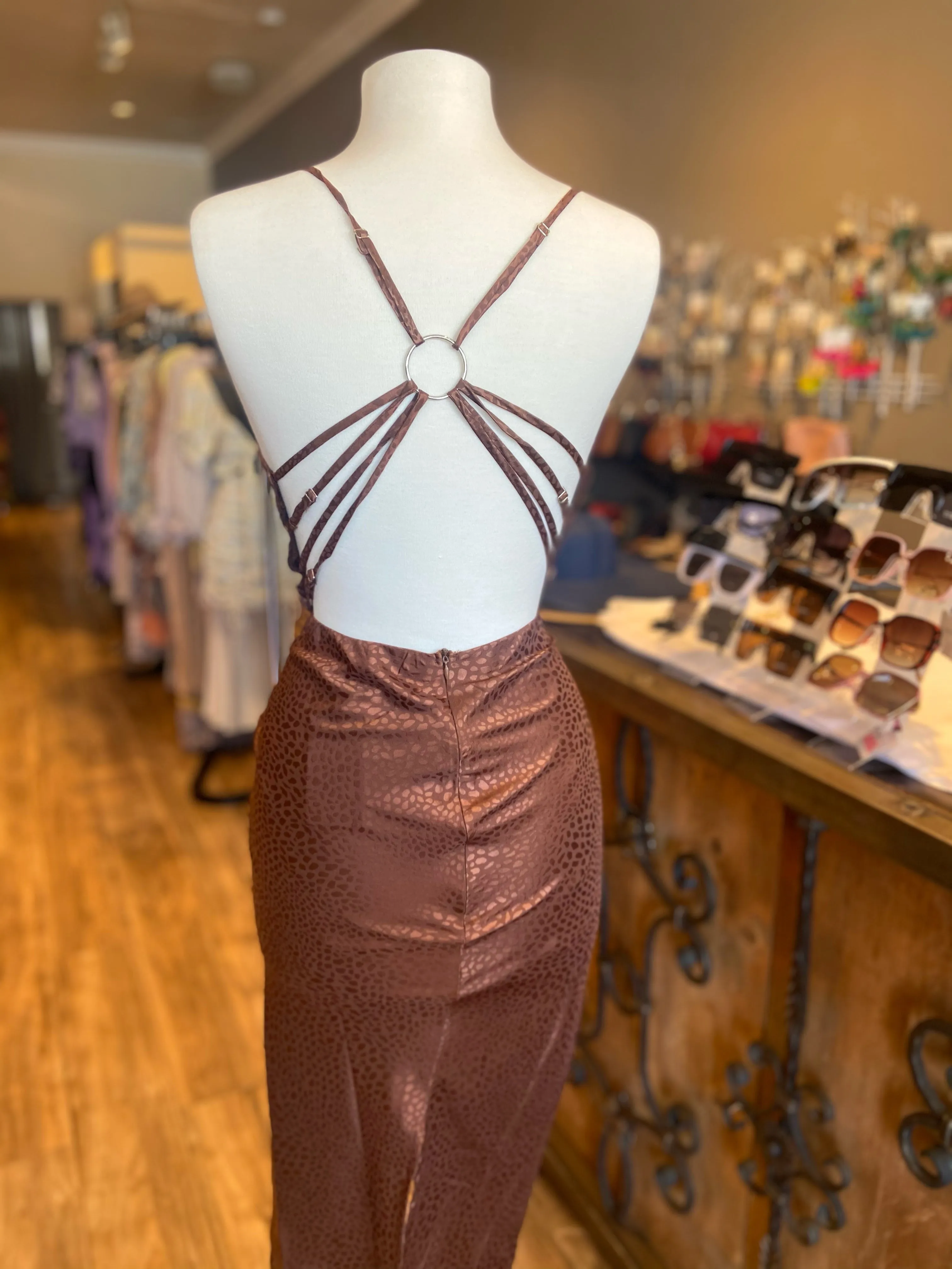 Satin Cheetah Slip Midi