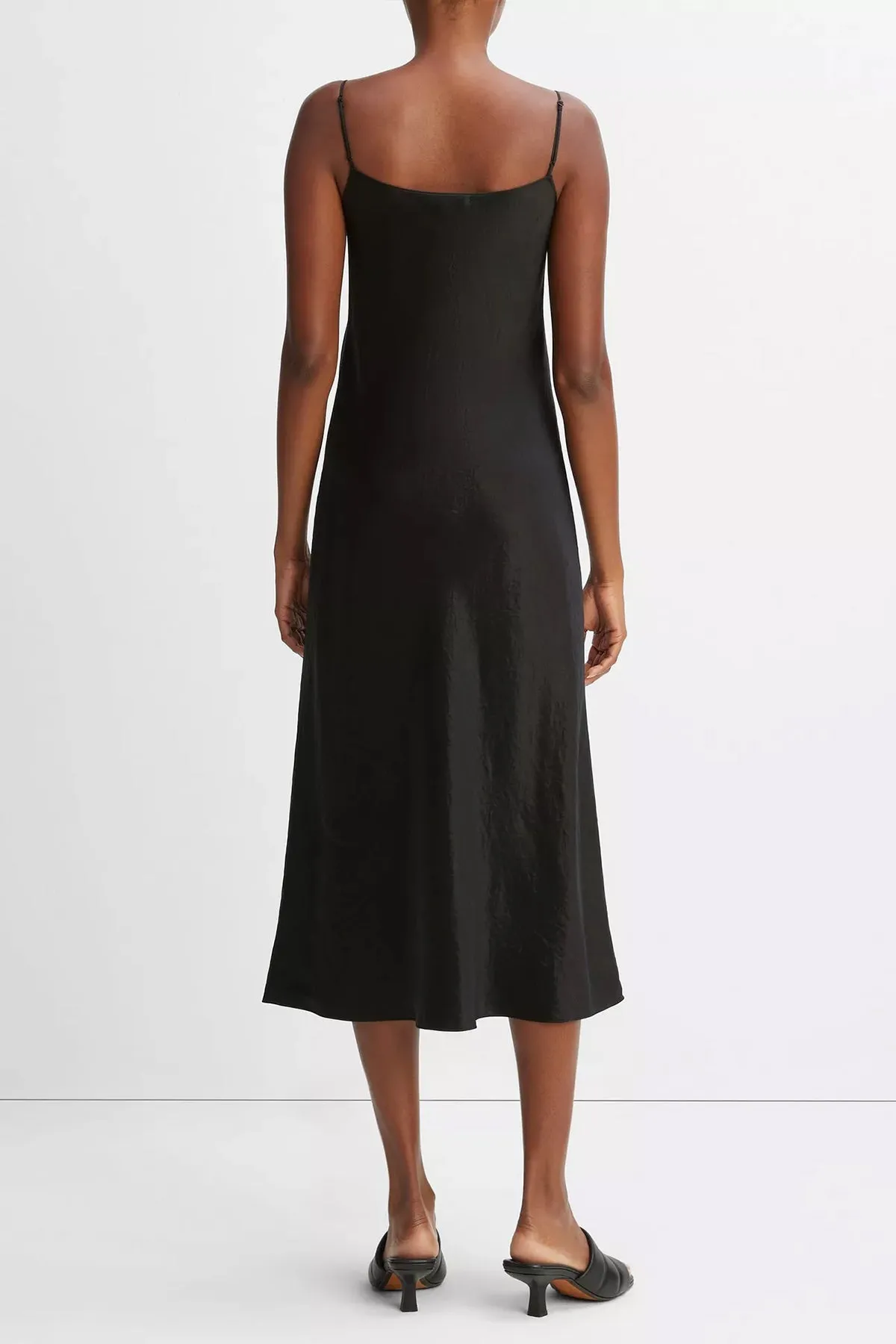 Satin Slip Dress in Black