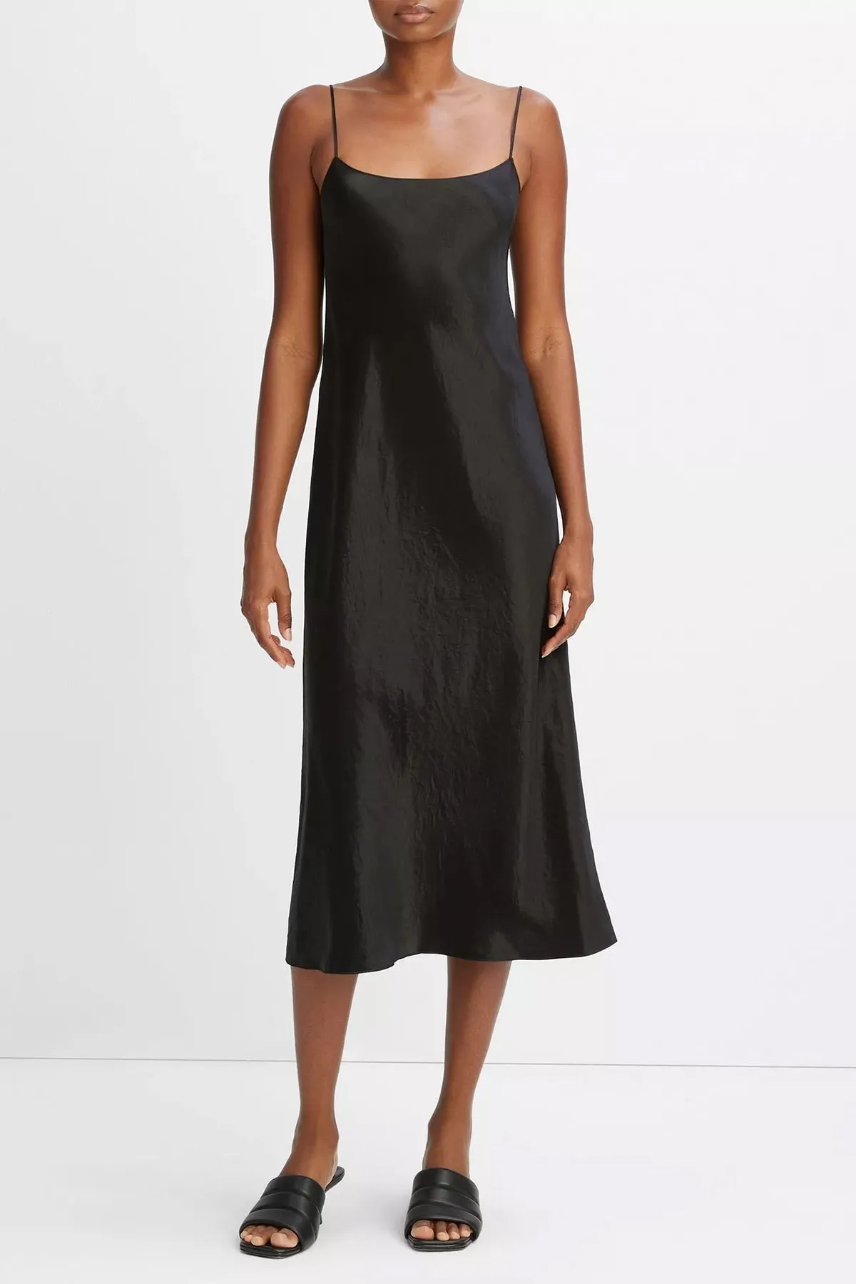 Satin Slip Dress in Black