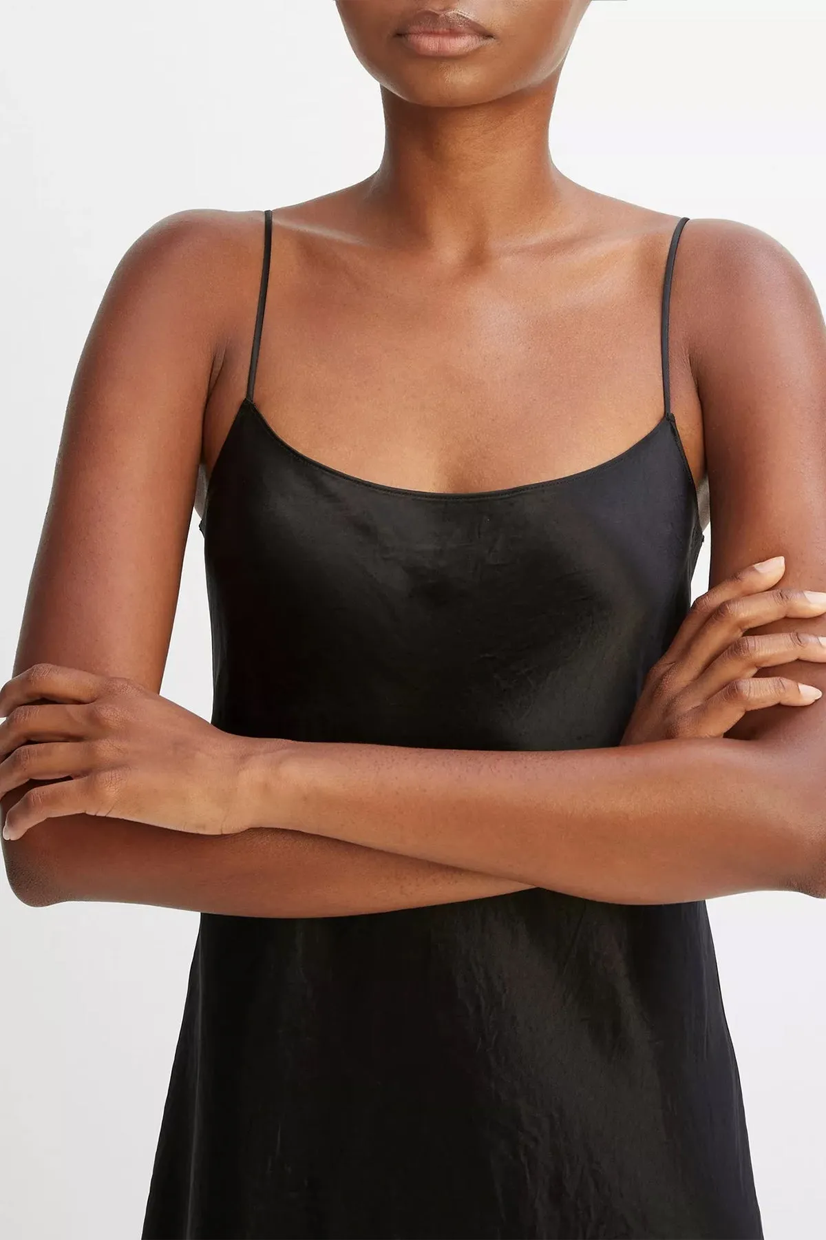 Satin Slip Dress in Black