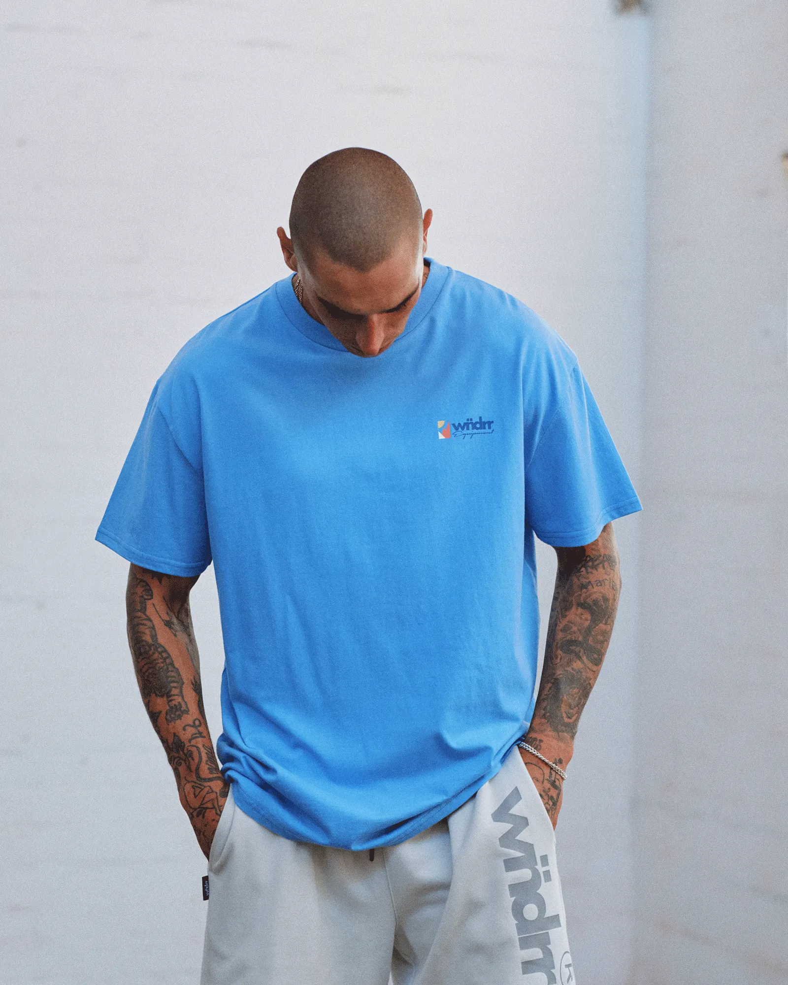 SCALE BOX FIT TEE - AIR BLUE