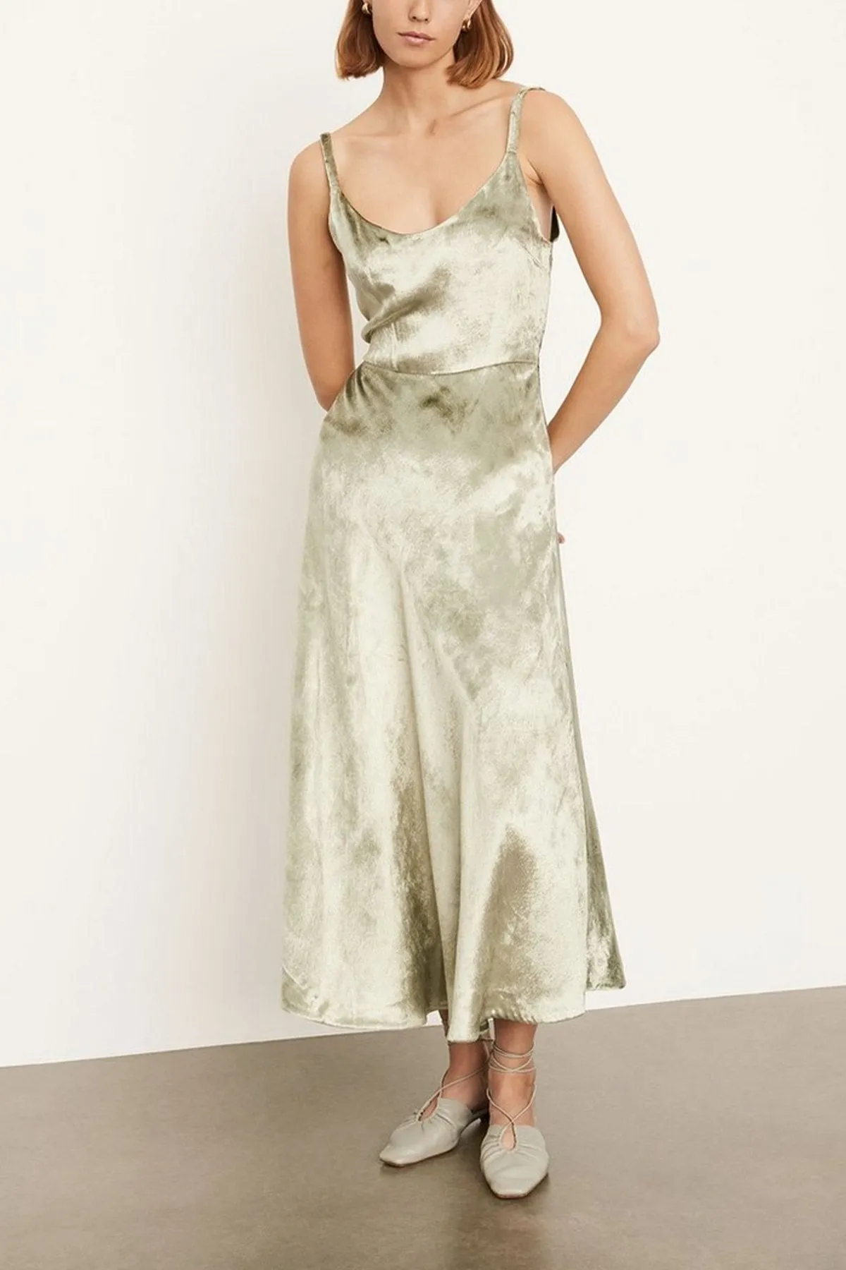Scoop Neck Slip Dress in Pistachio