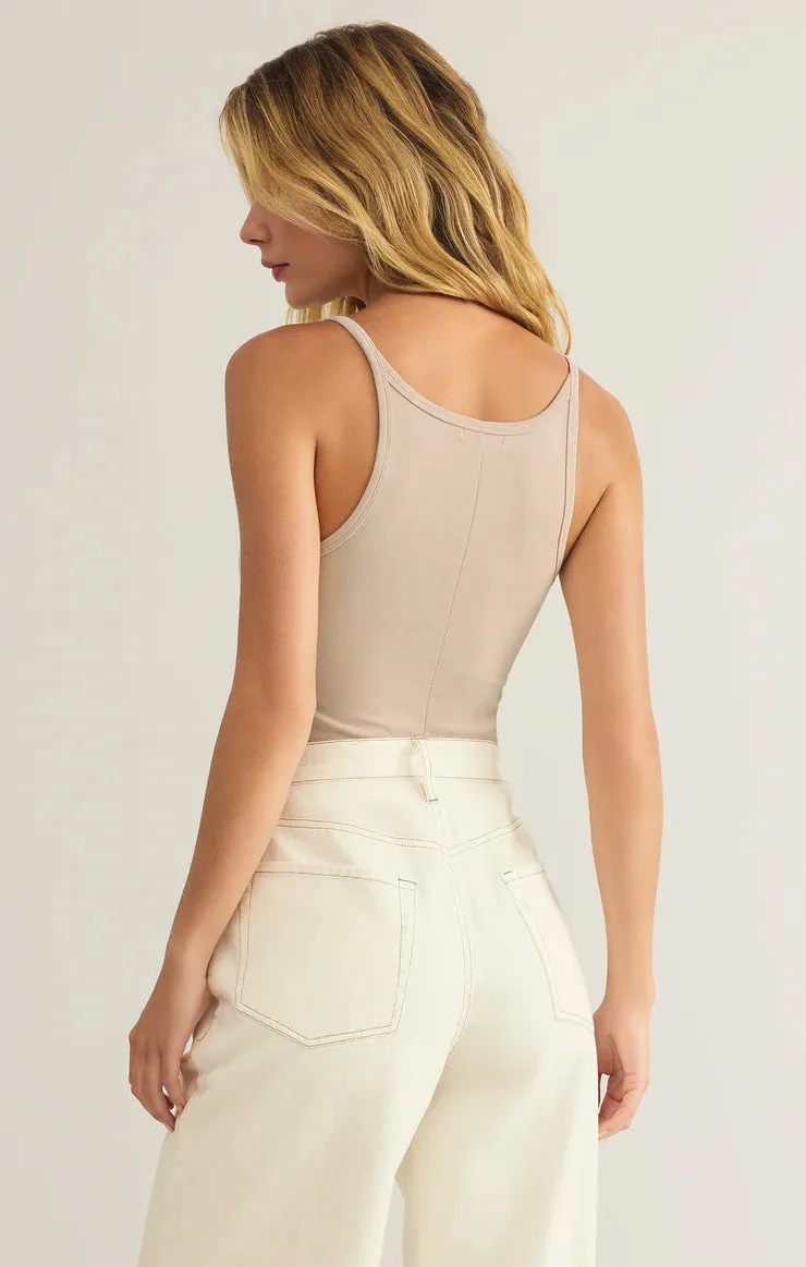 Second Skin Racer Tank-Parchment